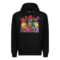 Black Hello summer Gnome Premium Hoodie - CowhideDigitalArt