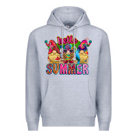 Heather Grey Hello summer Gnome Premium Hoodie - CowhideDigitalArt