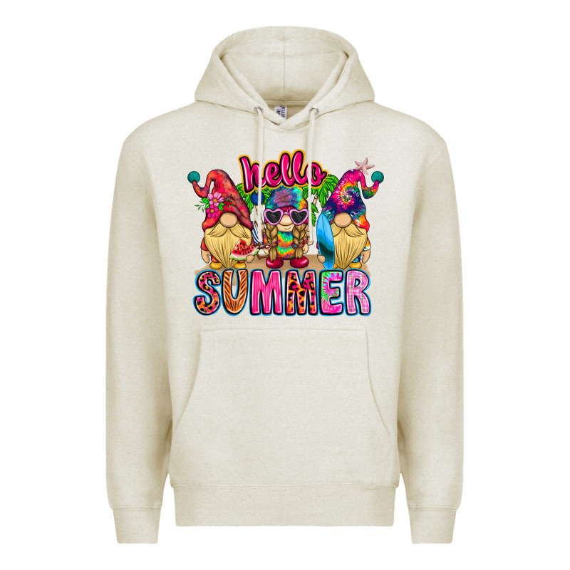 Hello Summer Gnome Premium Hoodie by CowhideDigitalArt | Teevron