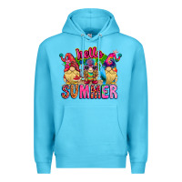 Ocean Blue Hello summer Gnome Premium Hoodie - CowhideDigitalArt