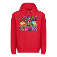 Red Hello summer Gnome Premium Hoodie - CowhideDigitalArt