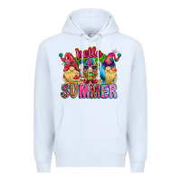 White Hello summer Gnome Premium Hoodie - CowhideDigitalArt