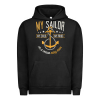 Pigment Black Proud Navy Mother for Moms of Sailors Proud Mom Navy Family Urban Hoodie - longCreatives
