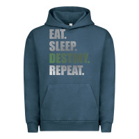 Pigment Midnight Navy Destiny  Eat Sleep Destiny Repeat Short Sleeve Urban Hoodie - longCreatives