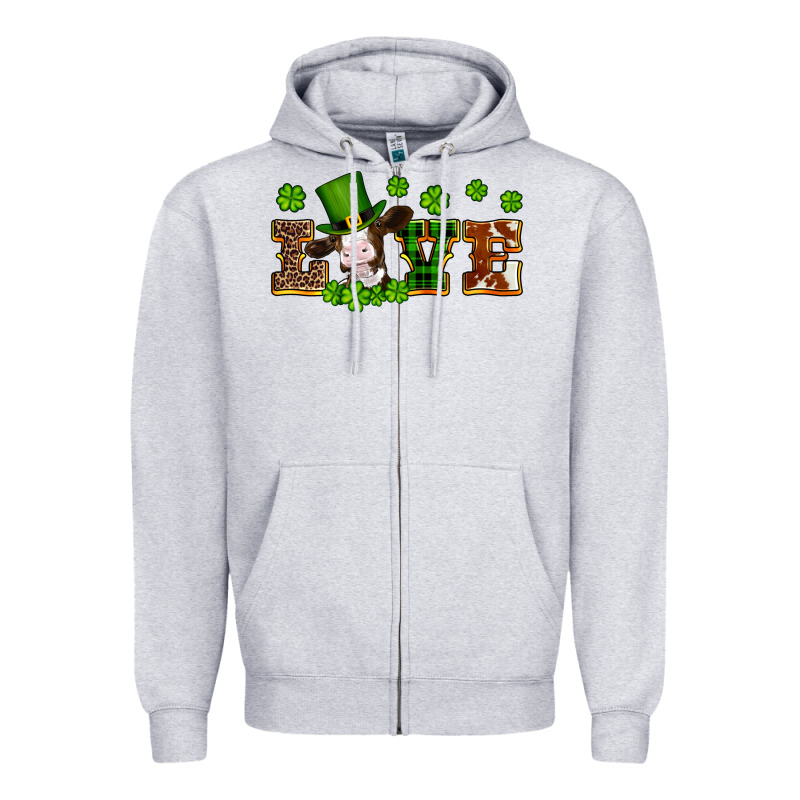 St Patricks Love Heifer Zipper Hoodie by Artiststas | Teevron