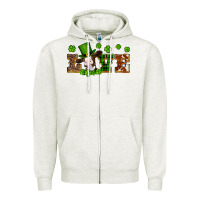 Oatmeal Heather st patricks love heifer Zipper Hoodie - Artiststas