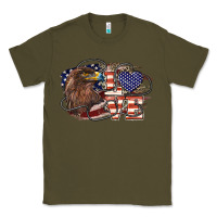 Army Green Love America Eagle 4th of july Classic Tee - HowdyJamesFarm