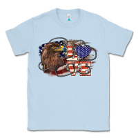 Dusty Blue Love America Eagle 4th of july Classic Tee - HowdyJamesFarm