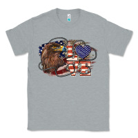 Heather Grey Love America Eagle 4th of july Classic Tee - HowdyJamesFarm