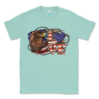Seafoam Love America Eagle 4th of july Classic Tee - HowdyJamesFarm