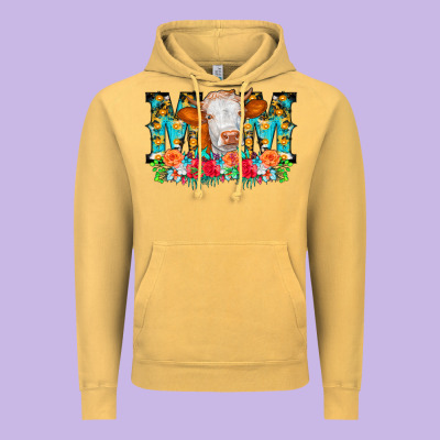 Mom Cow Flowers Vintage Hoodie Designed By Cowcowdesign