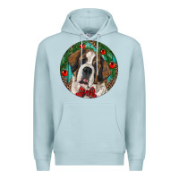 Blue Mist Christmas St. Bernard Premium Hoodie - RanaPortraitStore