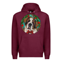 Burgundy Christmas St. Bernard Premium Hoodie - RanaPortraitStore
