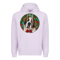 Lilac Christmas St. Bernard Premium Hoodie - RanaPortraitStore