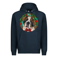 Navy Christmas St. Bernard Premium Hoodie - RanaPortraitStore