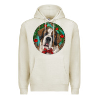 Oatmeal Heather Christmas St. Bernard Premium Hoodie - RanaPortraitStore