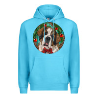 Ocean Blue Christmas St. Bernard Premium Hoodie - RanaPortraitStore