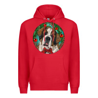Red Christmas St. Bernard Premium Hoodie - RanaPortraitStore
