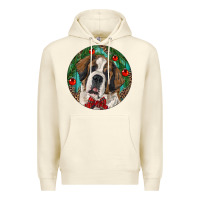 Sandshell Christmas St. Bernard Premium Hoodie - RanaPortraitStore