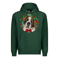 Sports Green Christmas St. Bernard Premium Hoodie - RanaPortraitStore