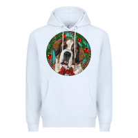 White Christmas St. Bernard Premium Hoodie - RanaPortraitStore