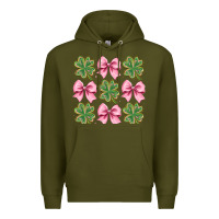 Army Green clover bow Premium Hoodie - CowhideDigitalArt