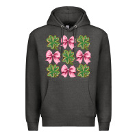 Charcoal Heather clover bow Premium Hoodie - CowhideDigitalArt