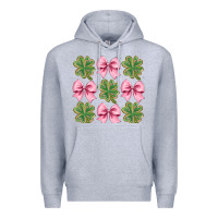 Heather Grey clover bow Premium Hoodie - CowhideDigitalArt