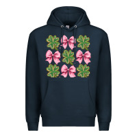 Navy clover bow Premium Hoodie - CowhideDigitalArt