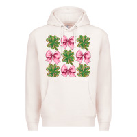 Pale Pink clover bow Premium Hoodie - CowhideDigitalArt