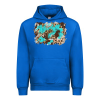 Cowhide Leopard Turquoise Background Urban Hoodie | Teevron