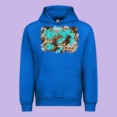 Cowhide Leopard Turquoise Background Urban Hoodie Designed By Adodesignshop