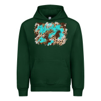 Forest Green cowhide leopard turquoise background Urban Hoodie - AdoDesignShop