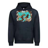 Navy cowhide leopard turquoise background Urban Hoodie - AdoDesignShop