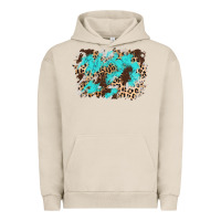 Pigment French Oak cowhide leopard turquoise background Urban Hoodie - AdoDesignShop