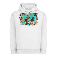 Pigment Lunar Rock cowhide leopard turquoise background Urban Hoodie - AdoDesignShop