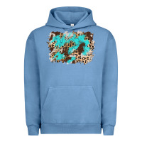 Pigment Pebble Blue cowhide leopard turquoise background Urban Hoodie - AdoDesignShop