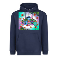 Navy ohana stitch Heavyweight Hoodie - AdoDesignShop