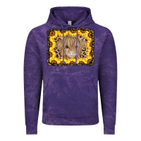Cloud Purple Baby Cow Leopard Sunflowers Vintage Hoodie - CowCowDesign