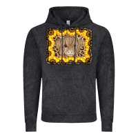 Vintage Black Baby Cow Leopard Sunflowers Vintage Hoodie - CowCowDesign