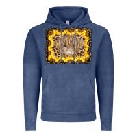 Vintage Denim Baby Cow Leopard Sunflowers Vintage Hoodie - CowCowDesign