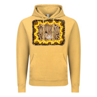 Vintage Mustard Baby Cow Leopard Sunflowers Vintage Hoodie - CowCowDesign