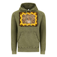 Vintage Olive Baby Cow Leopard Sunflowers Vintage Hoodie - CowCowDesign