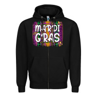 Black mardi gras fleur de lis brush stroke Zipper Hoodie - Artiststas