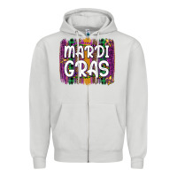 Dove Grey mardi gras fleur de lis brush stroke Zipper Hoodie - Artiststas