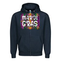 Navy mardi gras fleur de lis brush stroke Zipper Hoodie - Artiststas
