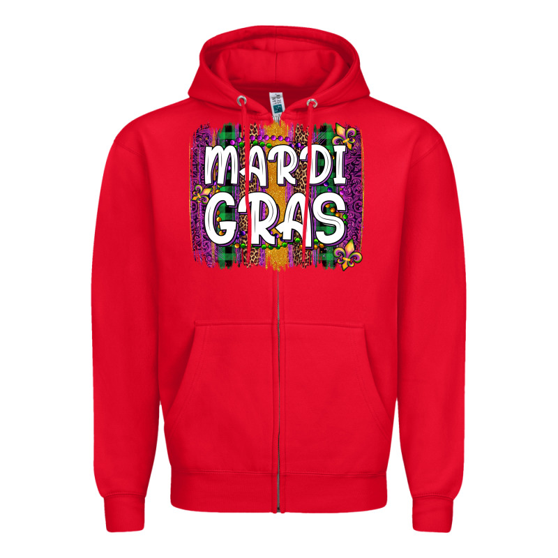 Mardi Gras Fleur De Lis Brush Stroke Zipper Hoodie by Artiststas | Teevron
