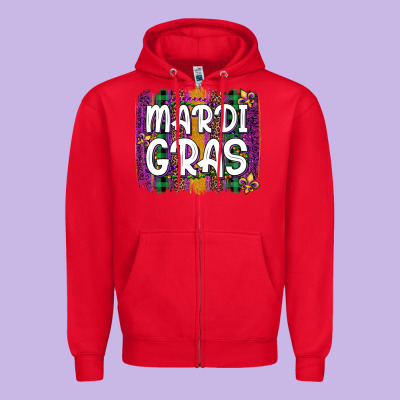 Mardi Gras Fleur De Lis Brush Stroke Zipper Hoodie Designed By Artiststas