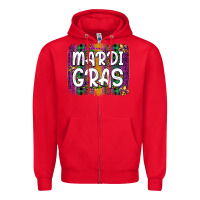 Red mardi gras fleur de lis brush stroke Zipper Hoodie - Artiststas