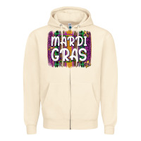 Sandshell mardi gras fleur de lis brush stroke Zipper Hoodie - Artiststas